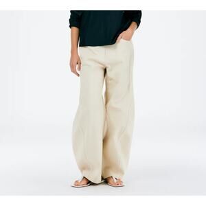 Tibi Garment Dyed Stretch Twill Sid Jean Ivory 31 Wide Leg Jeans Barrel